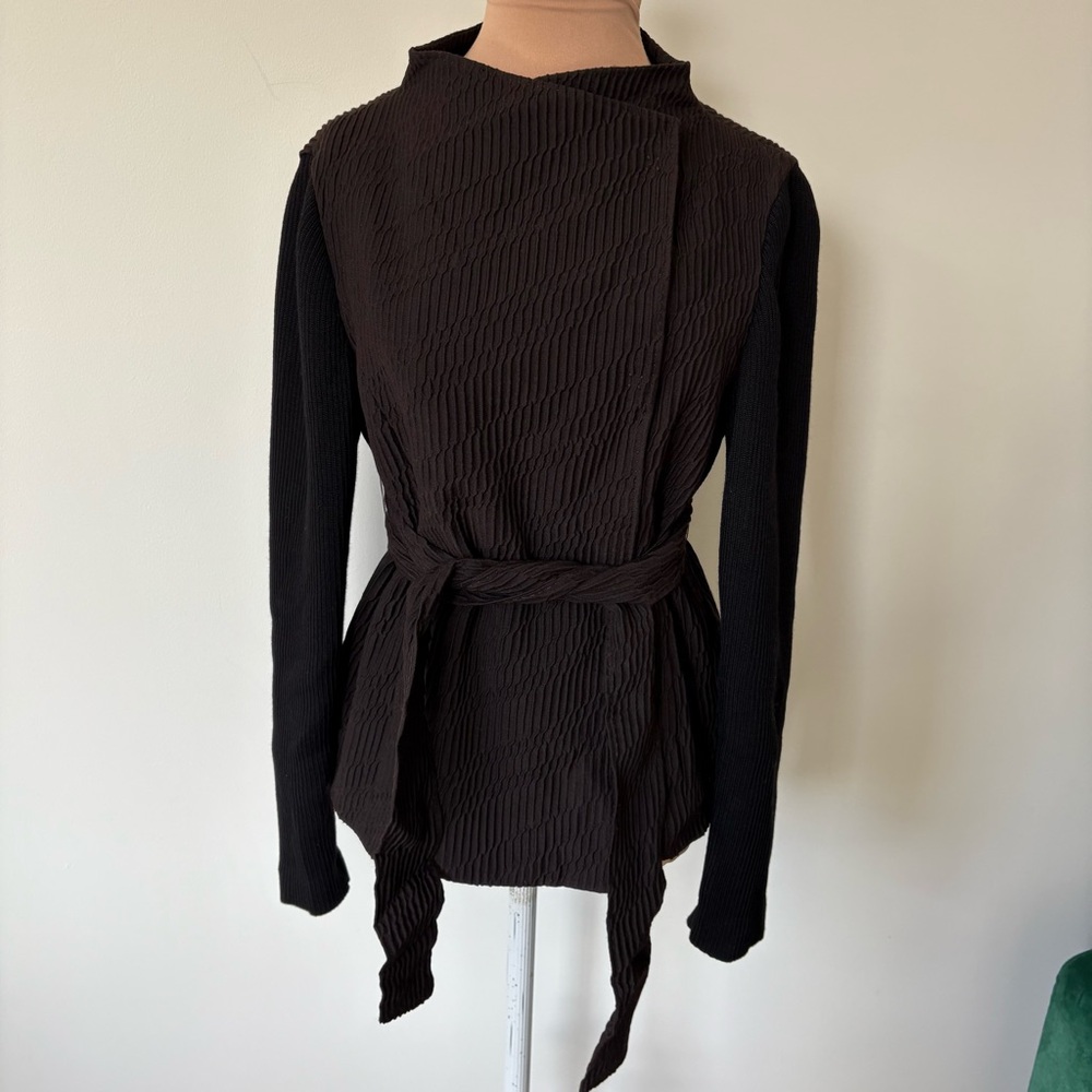 Piazza Sempione Wool Textured Color Block Ribbed Knit Sleeve Evening Jacket 40/4